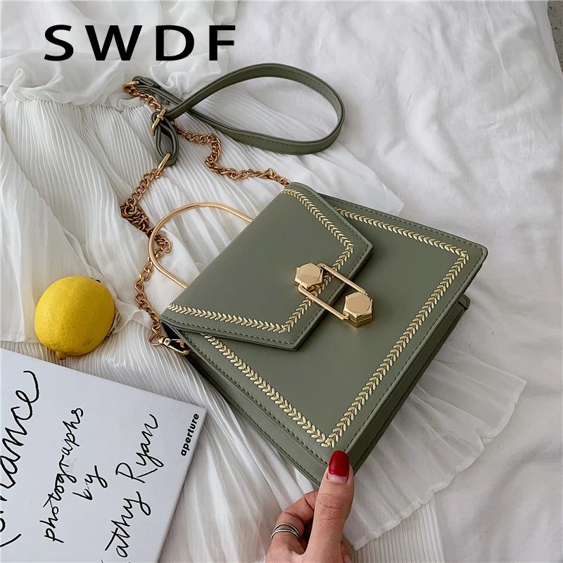 Metal Handle Crossbody Bag High Quality Clutch Female Shoulder Bag