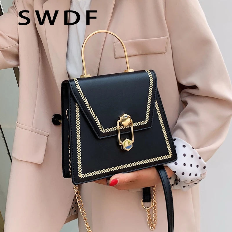 Metal Handle Handbags Women Crossbody Bags Clutch Female Purses Shoulder Messeng