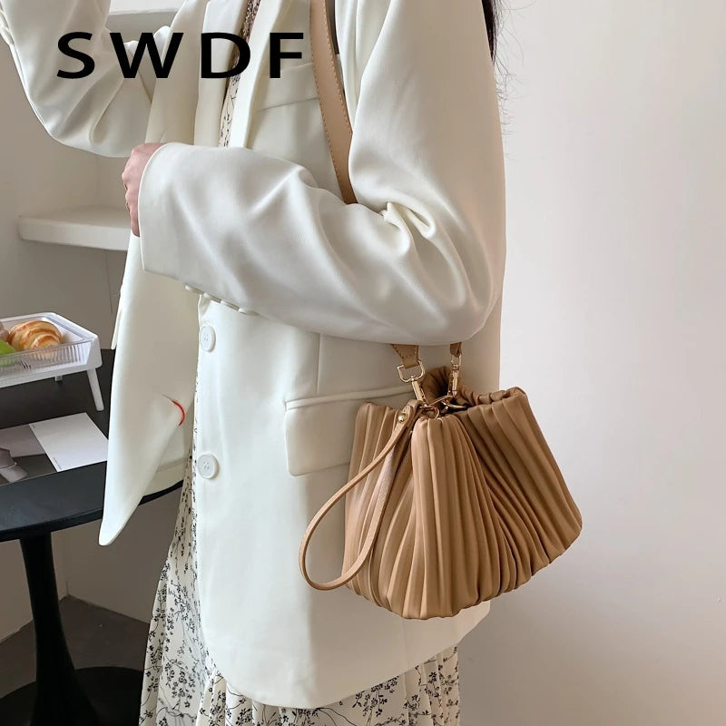 PU Leather Small Bucket Shoulder Bags for Women