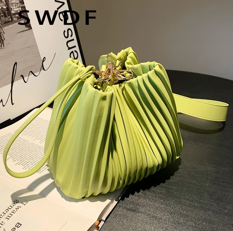 PU Leather Small Bucket Shoulder Bags for Women