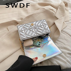 Metal Chain Shoulder Bag for Women Handbag Clutch Purses Evening Tote