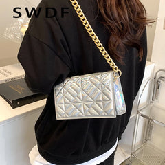 Metal Chain Shoulder Bag for Women Handbag Clutch Purses Evening Tote