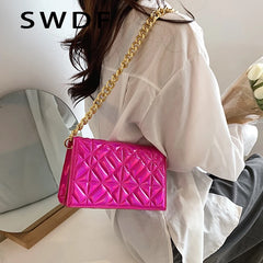 Metal Chain Shoulder Bag for Women Handbag Clutch Purses Evening Tote
