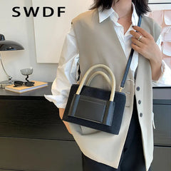 SWDF Patchwork Shoulder Bags Casual Tote Small Handbags for Women Lady Crossbody