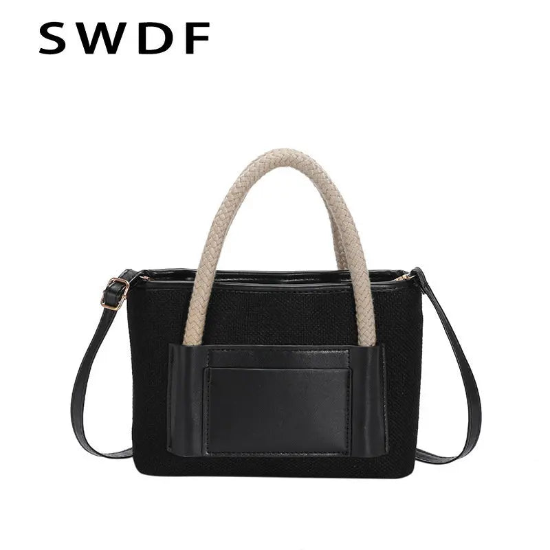 SWDF Patchwork Shoulder Bags Casual Tote Small Handbags for Women Lady Crossbody