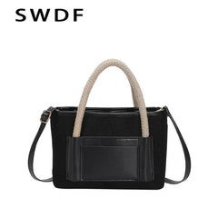 SWDF Patchwork Shoulder Bags Casual Tote Small Handbags for Women Lady Crossbody