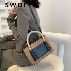 SWDF Patchwork Shoulder Bags Casual Tote Small Handbags for Women Lady Crossbody