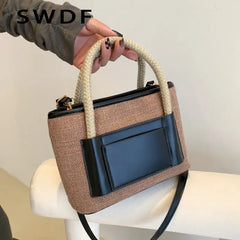 SWDF Patchwork Shoulder Bags Casual Tote Small Handbags for Women Lady Crossbody