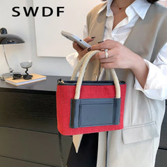 SWDF Patchwork Shoulder Bags Casual Tote Small Handbags for Women Lady Crossbody