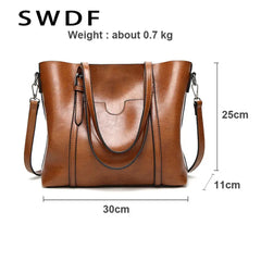 Oil Wax Leather Shoulder Bag Tote Crossbody Handbag Women Handbag