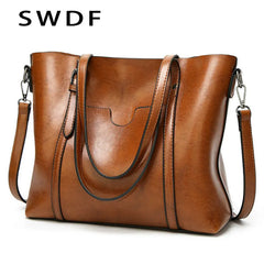Oil Wax Leather Shoulder Bag Tote Crossbody Handbag Women Handbag