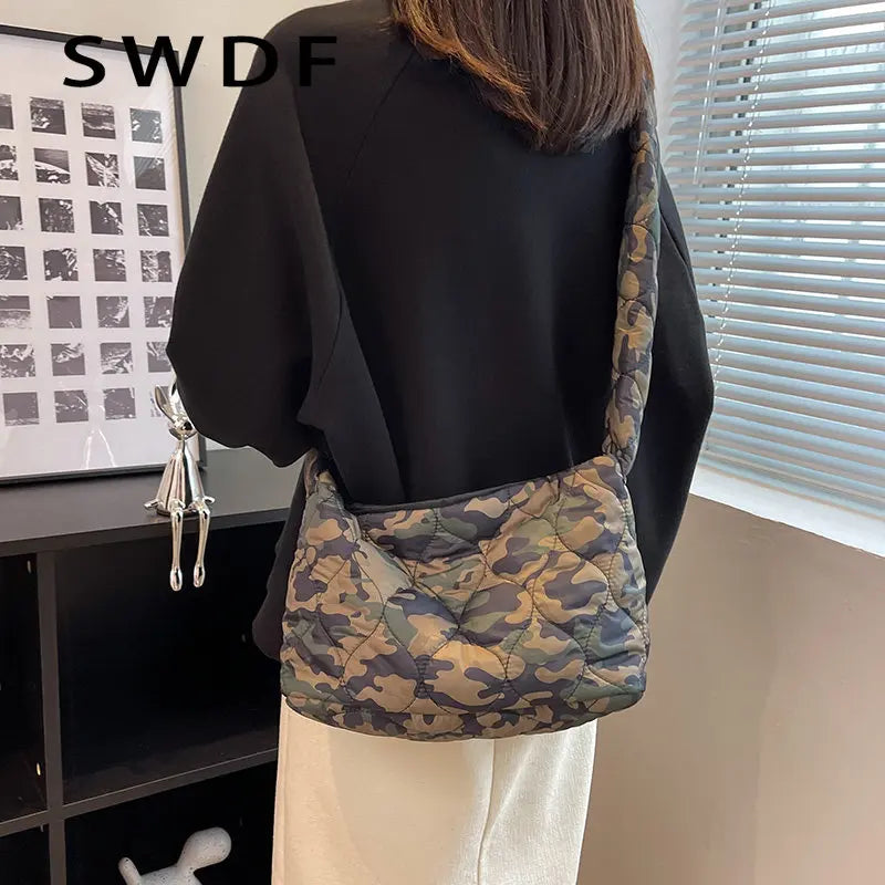 Ultralight Down Crossbody Bags for Women Nylon Shoulder Bags