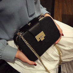 Spring Shoulder Bag Chain Strap Flap Handbag Clutch Metal Buckle