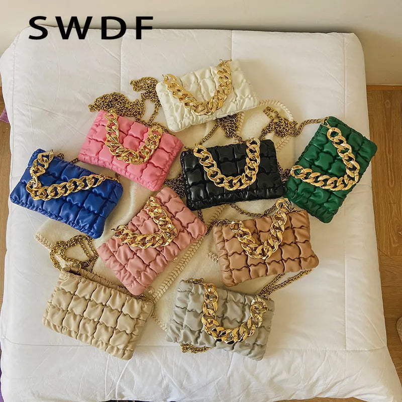 Chain Crossbody Shoulder Bag Soft PU Leather Winter Handbags Sac A Main