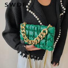 Chain Crossbody Shoulder Bag Soft PU Leather Winter Handbags Sac A Main