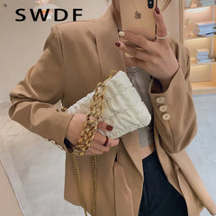 Chain Crossbody Shoulder Bag Soft PU Leather Winter Handbags Sac A Main