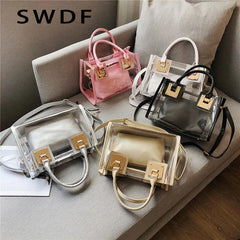 Transparent Jelly Bags for Women Square Handbag PVC Leather Crossbody Bag