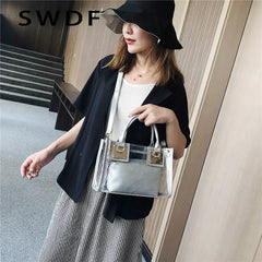 Transparent Jelly Bags for Women Square Handbag PVC Leather Crossbody Bag