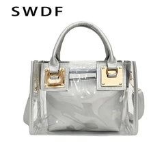Transparent Jelly Bags for Women Square Handbag PVC Leather Crossbody Bag