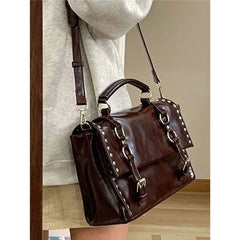 Vintage Messenger Bag Women Autumn Briefcase Daily Use All-matc