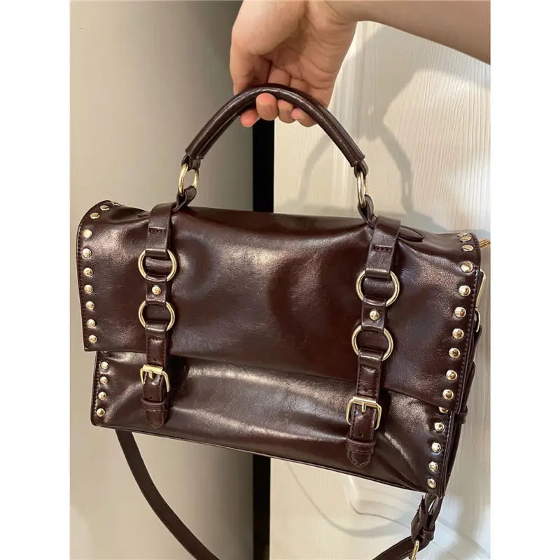 Vintage Messenger Bag Women Autumn Briefcase Daily Use All-matc