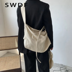 Women Bandage Crossbody Bag Canvas Shoulder Bag Multi-purpose Messenger Bag