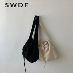 Women Bandage Crossbody Bag Canvas Shoulder Bag Multi-purpose Messenger Bag