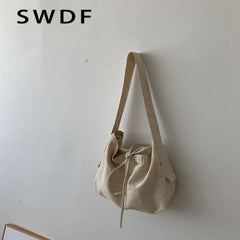 Women Bandage Crossbody Bag Canvas Shoulder Bag Multi-purpose Messenger Bag