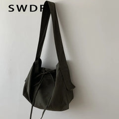 Women Bandage Crossbody Bag Canvas Shoulder Bag Multi-purpose Messenger Bag
