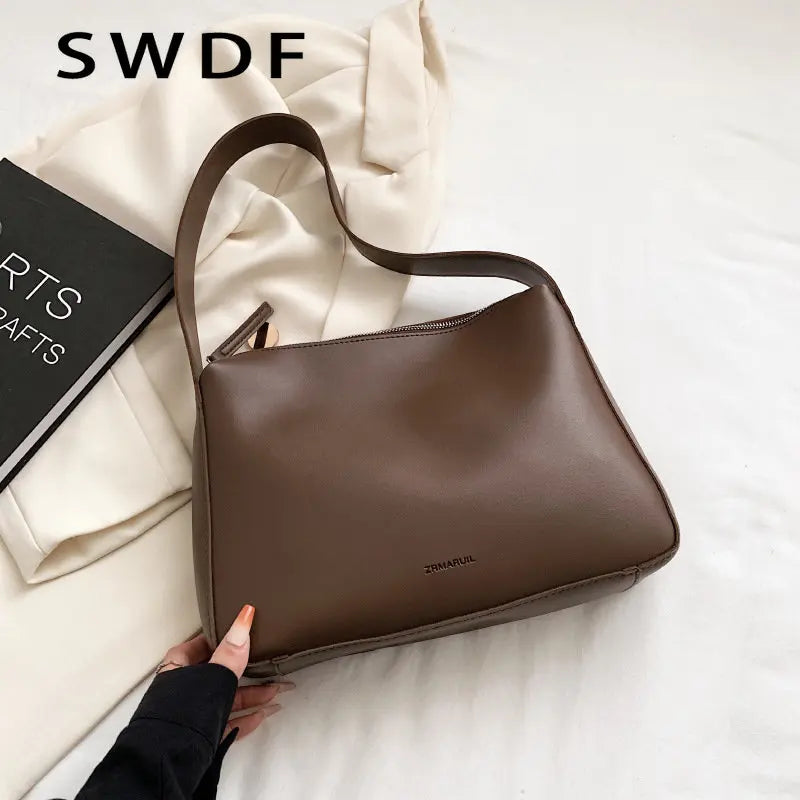 Women Letter Print Handbags Autumn PU Leather Large Capacity Shoulder Handbag