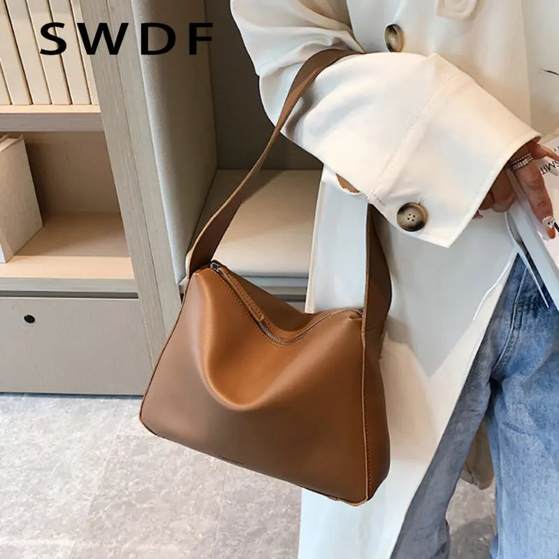 Women Letter Print Handbags Autumn PU Leather Large Capacity Shoulder Handbag