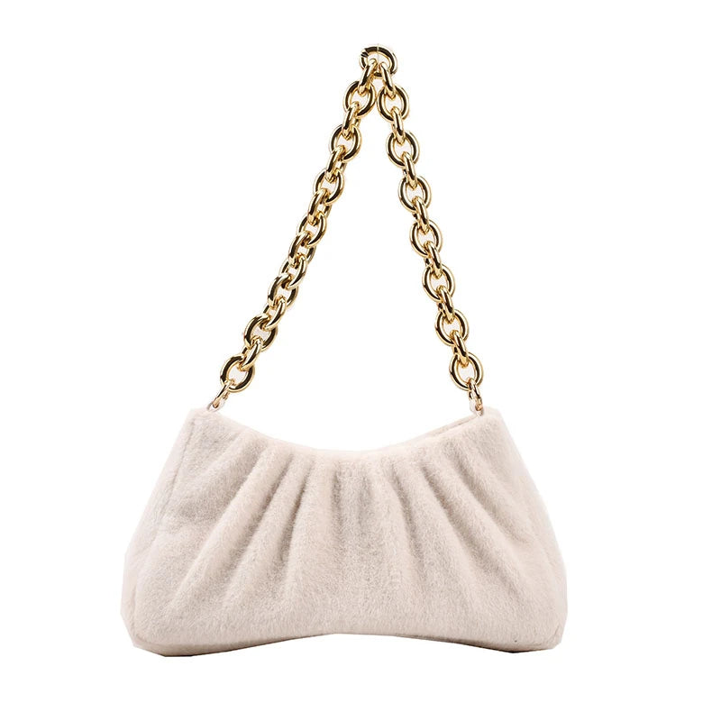 Plush Shoulder Handbag Chain Winter Bag Women Shoulder Bag