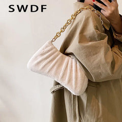 Plush Shoulder Handbag Chain Winter Bag Women Shoulder Bag