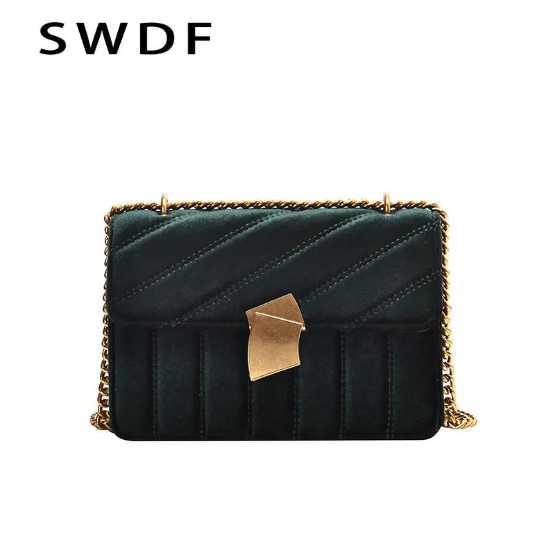Luxury Velvet Chain Evening Clutch Bag Vintage Messenger Crossbody Bags