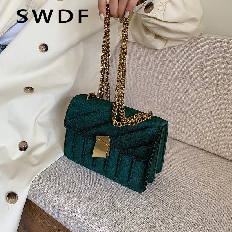 Luxury Velvet Chain Evening Clutch Bag Vintage Messenger Crossbody Bags