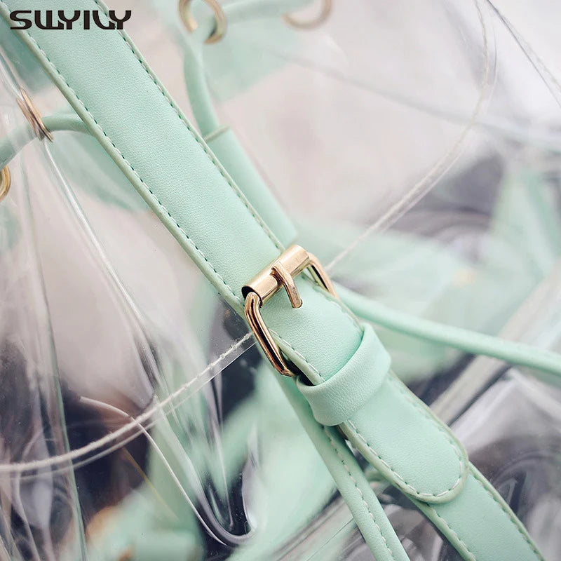 Pink PVC Transparent Jelly Backpack for Girls