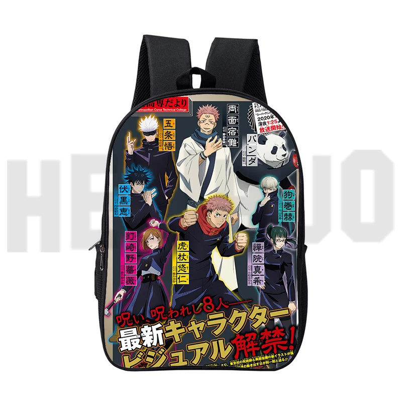 16 Inch Jujutsu Kaisen Backpack 3D School Bag Canvas Women Kids
