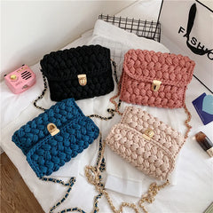 Hand Woven Bag Strip Thread Hook Knitted Women's Casual Shoulder Bag