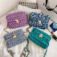 Hand Woven Bag Strip Thread Hook Knitted Women's Casual Shoulder Bag