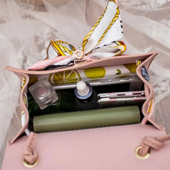 PU Leather Lychee Pattern Bow Shoulder Bag