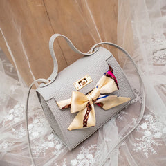 Women's PU Leather Shoulder Bag with Bow Detail