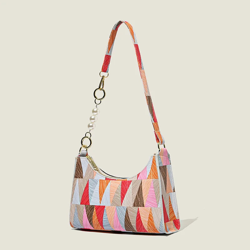 Sac A Main Femme Retro Printing Chain Shoulder Bag Casual PU Square Bag