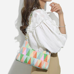 Sac A Main Femme Retro Printing Chain Shoulder Bag Casual PU Square Bag