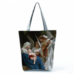 Sacred Saintess Print Handbags For Women Customizable Shoulder Shopping Bag