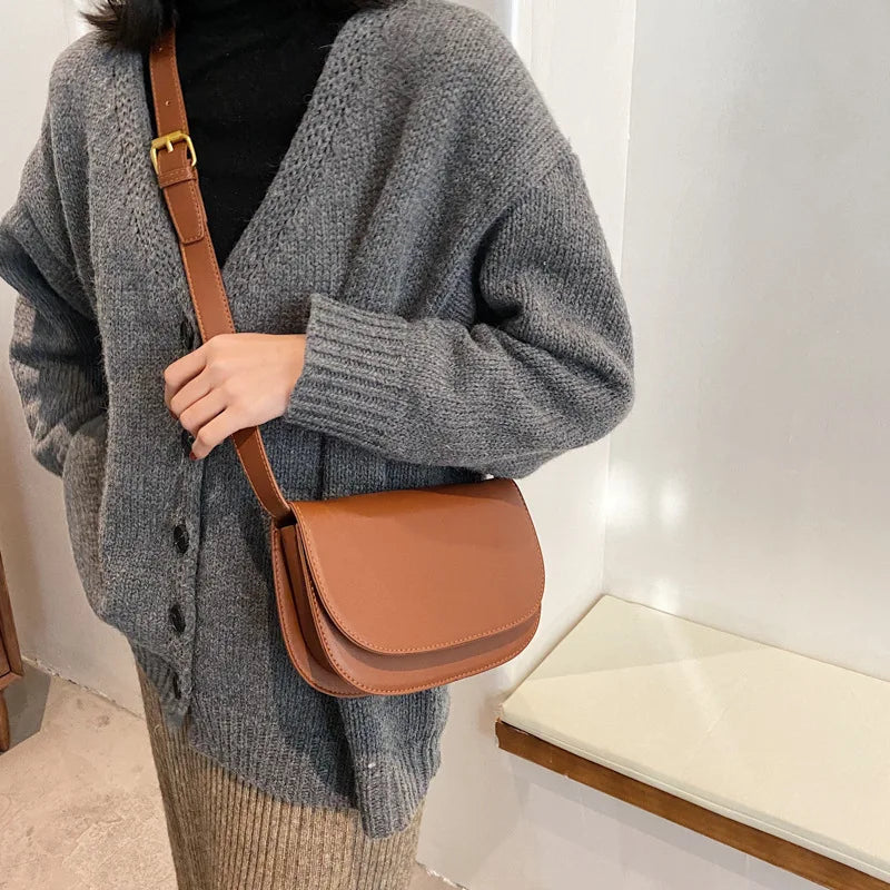 Small PU Leather Crossbody Bag for Women - Winter Shoulder Chest Bag