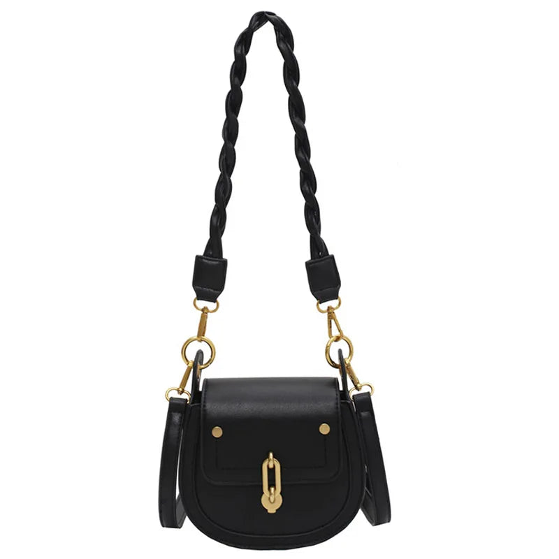 Vintage PU Leather Saddle Bags Crossbody Handbag