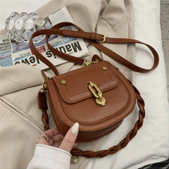 Vintage PU Leather Saddle Bags Crossbody Handbag