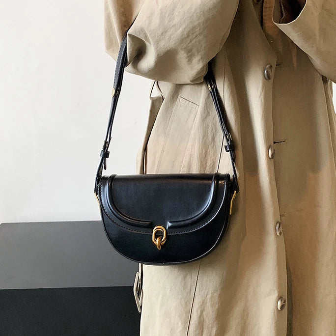 Small Crossbody Bag Women's Shoulder Handbag PU Leather Saddle Style