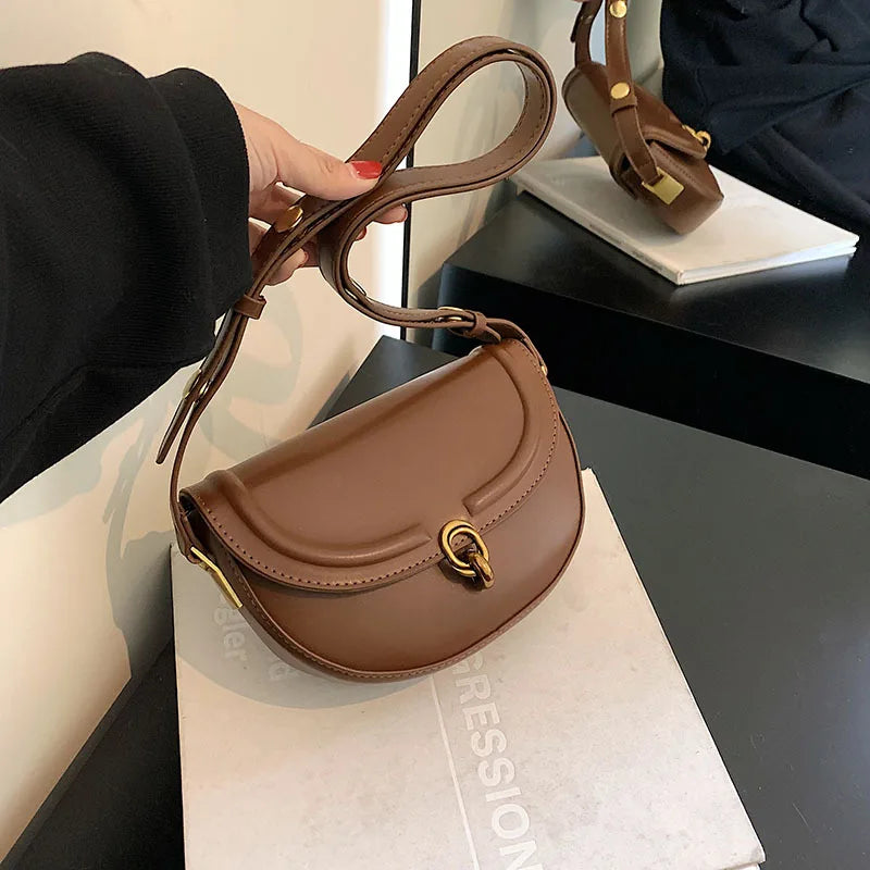 Small Crossbody Bag Women's Shoulder Handbag PU Leather Saddle Style