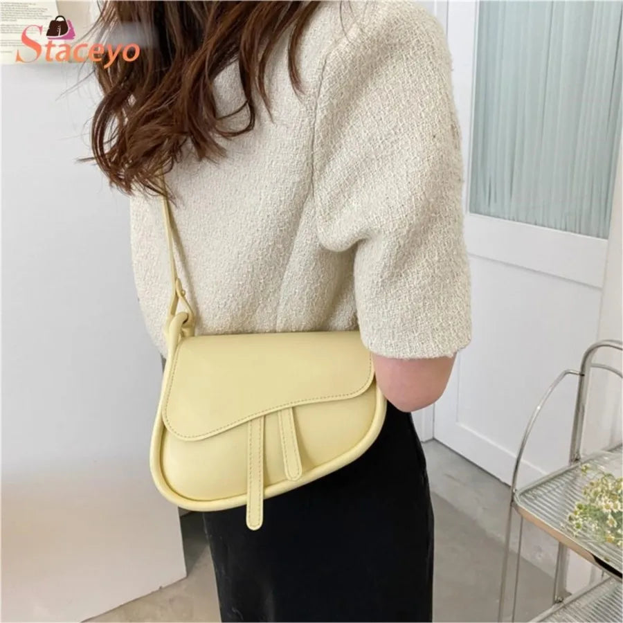 Saddle Small Shoulder Crossbody Bags For Women Trends Mini PU Leather